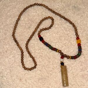 Handcrafted Beaded Necklace with Brown and Multicolor Accents